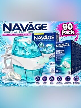 NAVAGE® Essentials Bundle: Nose Cleaner, 30 SaltPods Navage SaltPods Refills 90